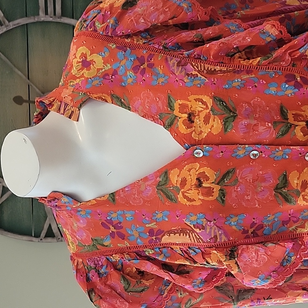 Farm Rio Red Spring Bananas Blouse - Picture 4 of 15